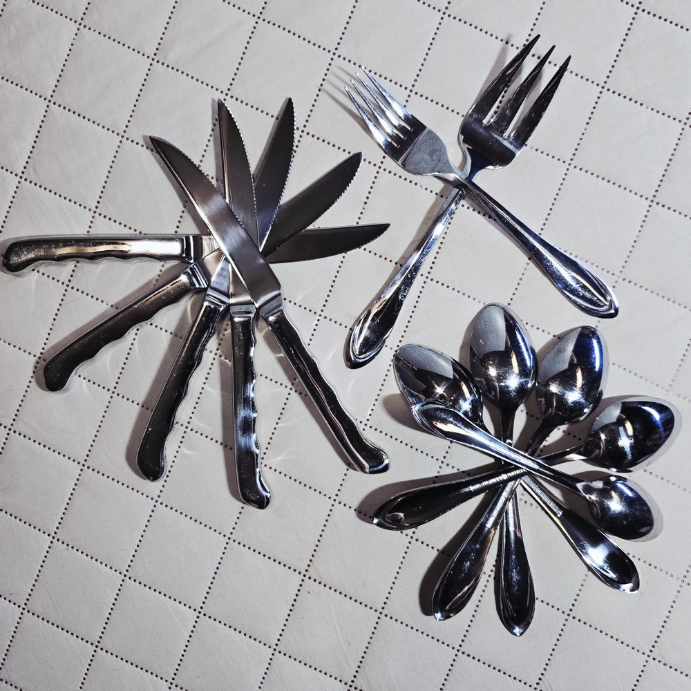 COMING SOON Cambridge Stainless Flatware Set 12pc Matching Knives Forks Spoons